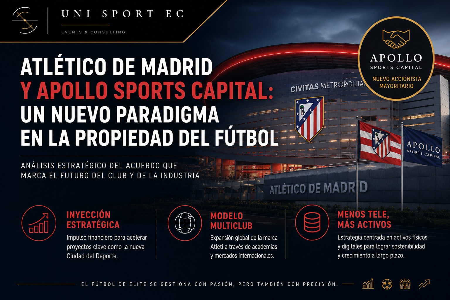 Estadio Metropolitano del Atlético de Madrid al atardecer